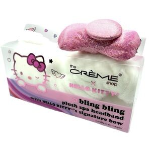 Hello Kitty Plush Spa Headband Pink Bow Cute Kawaii The Crème Shop Hair Wrap NEW